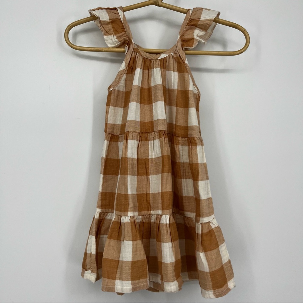 Búho Girls Caramel Gingham Dress NWT 3Y